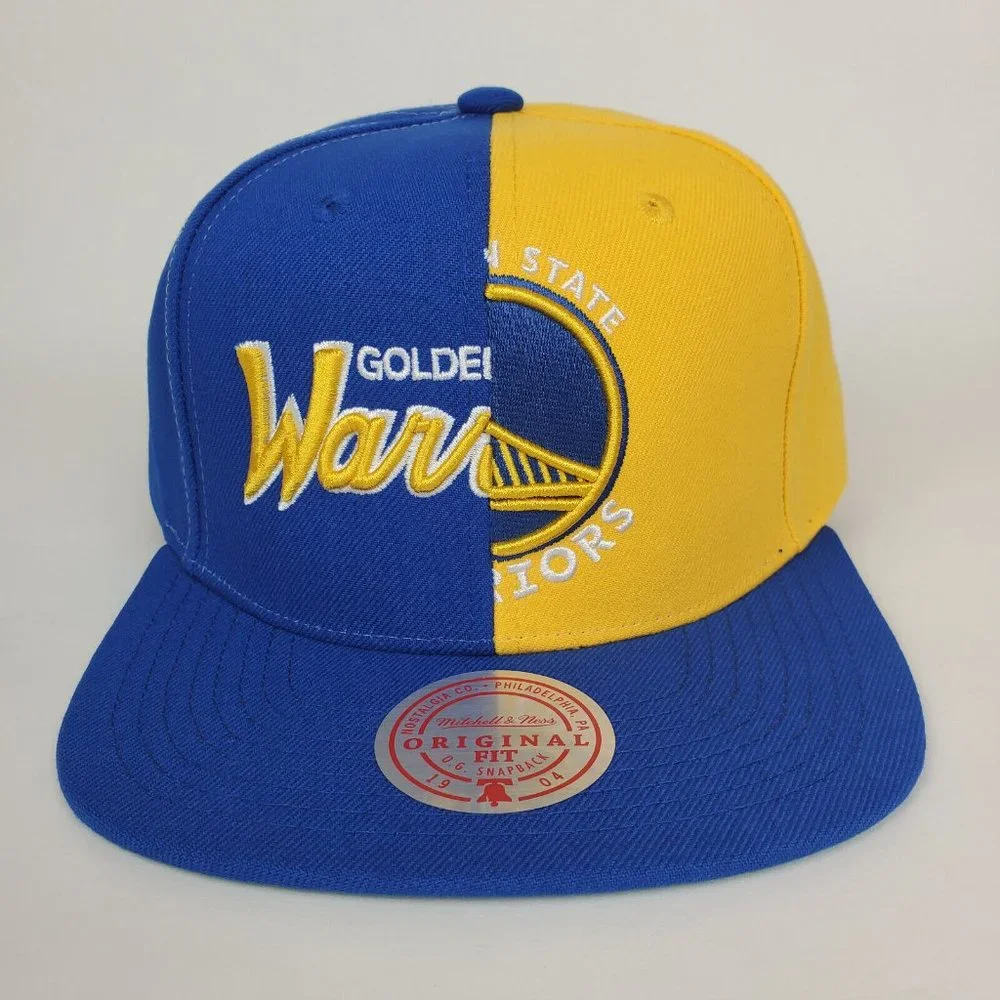 GS Warriors Mitchell & Ness NBA Snapback‎ Hat 3D Logo Blue Yellow Cap NWT